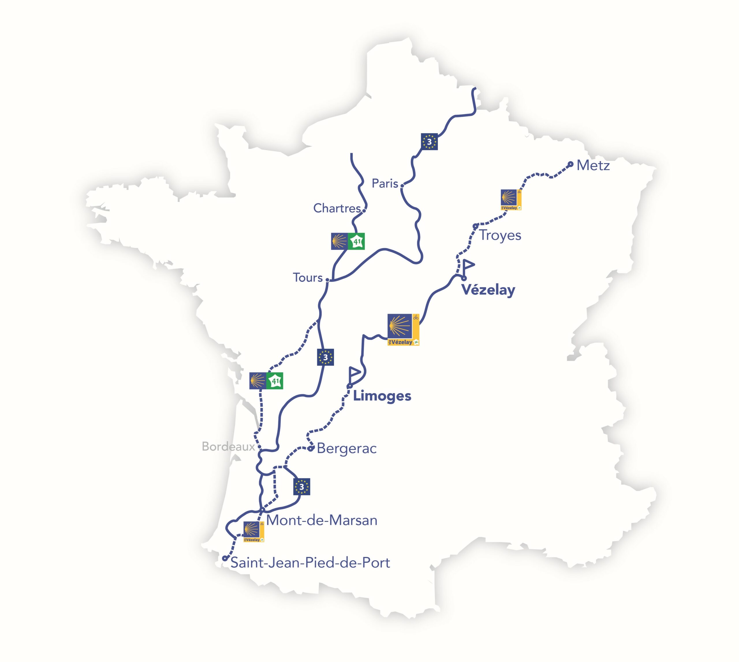 Carte des véloroutes - V46 et V41